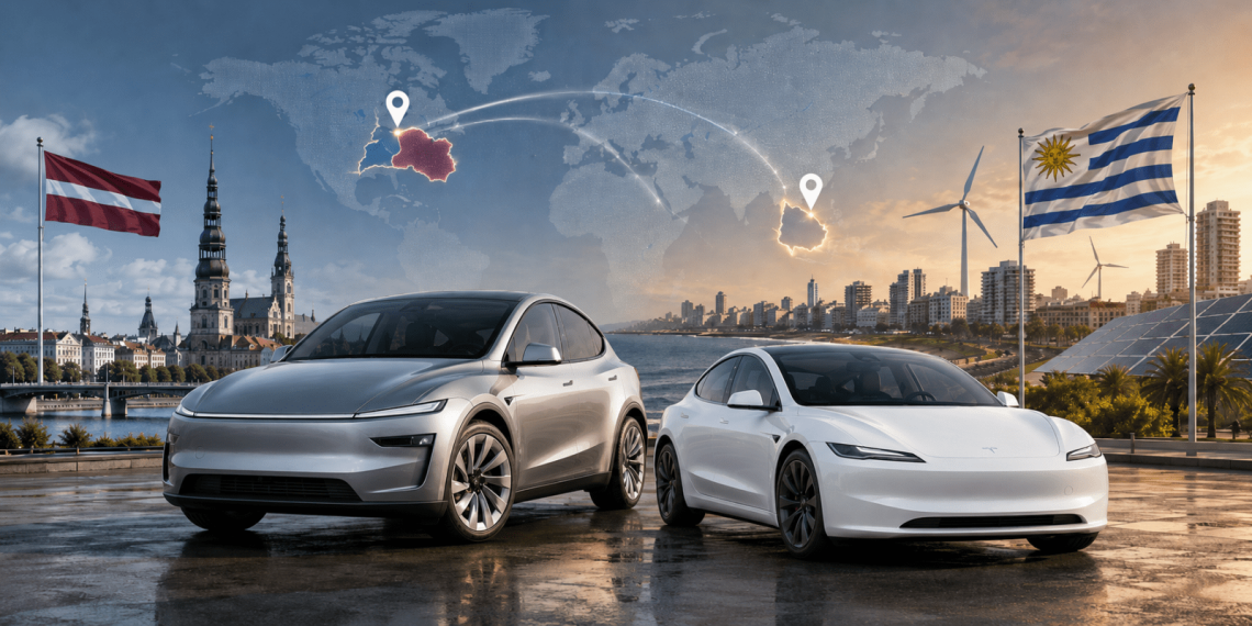 La surprenante expansion de Tesla : un double lancement en Lettonie et en Uruguay !